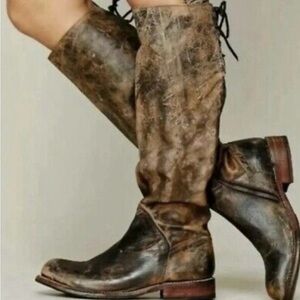 Bed Stu cobbler series distressed Leather Knee-High Boots